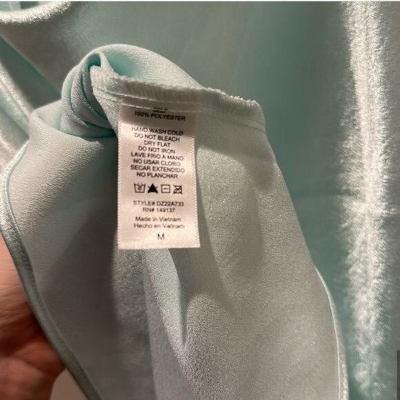 Priceless Heaven Mint Cowl Neck Satin Mini Slip Dress - Picture 10 of 13